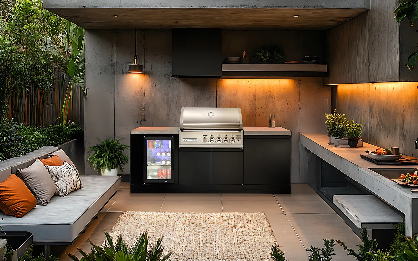 TC4K-MINI-4B-black-fridge-lifestyle-1 Compact Gas Kitchen BBQ