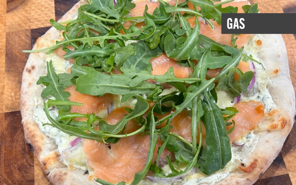 BBQ Salmon and rocket Pizza